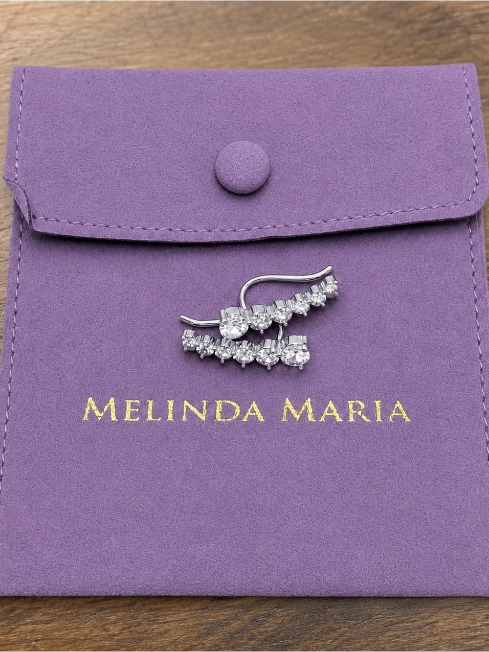 Melinda Maria Silver Crystal Ear Climbers - Clear Stones - Picture 5 of 5